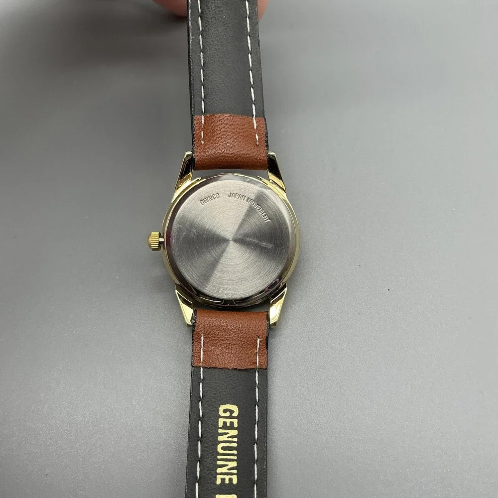 Boeing Womens Watch 25mm Day Night Moon Phase Gold Tone Leather Date New Battery
